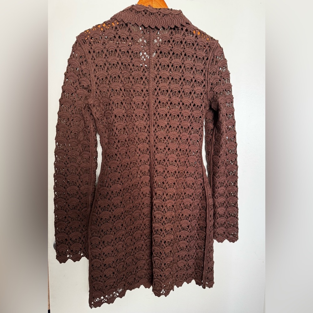 H&M DARK BROWN CROCHET-LOOK DRESS SIZE S - Picture 10 of 12